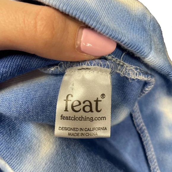 FEAT BlanketBlend Tie Dye Americana Red White‎ Blue Unisex Men's Hoodie Small - Picture 8 of 9